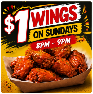 $1 Wings - (8pm-9) Sundays Only